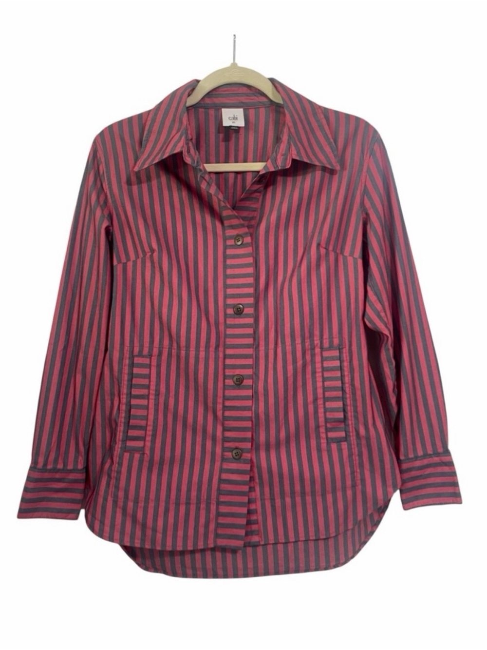 Cabi Women's Regatta Shacket | Red/Navy Striped | Size XS - Picture 1 of 5